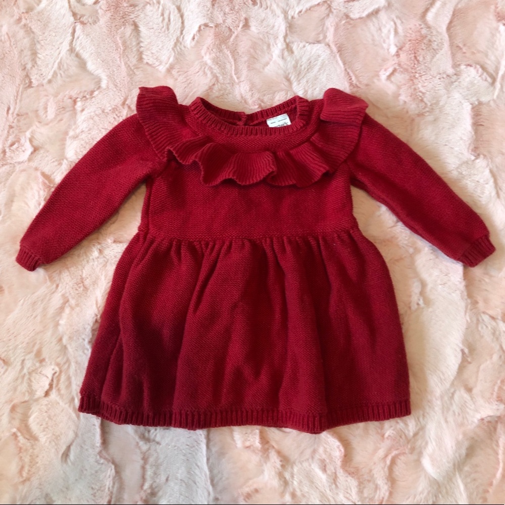 Carters Red Knit Sweater Dress 3m